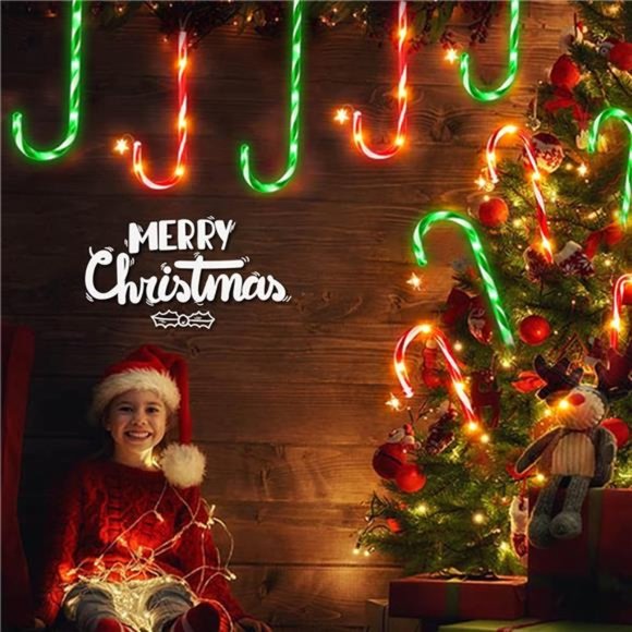 22" Christmas Candy Cane Pathway Markers Lights, 8 Pack, 4 Red & 4 Green - Picture 4 of 7